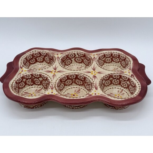 Temptations Temp-Tations Old World Cranberry 6 Cup Cupcake Muffin Pan Bakeware - Picture 1 of 4